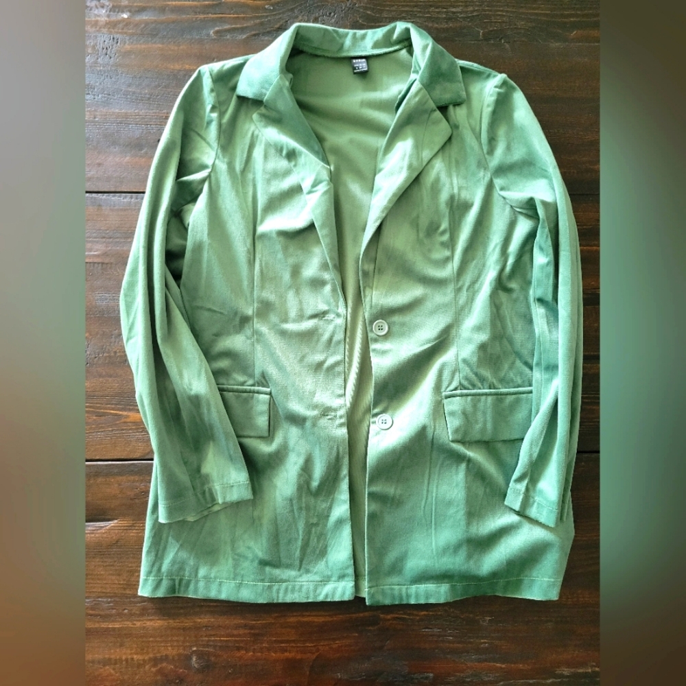 NWOT Green Velor Blazer-Small